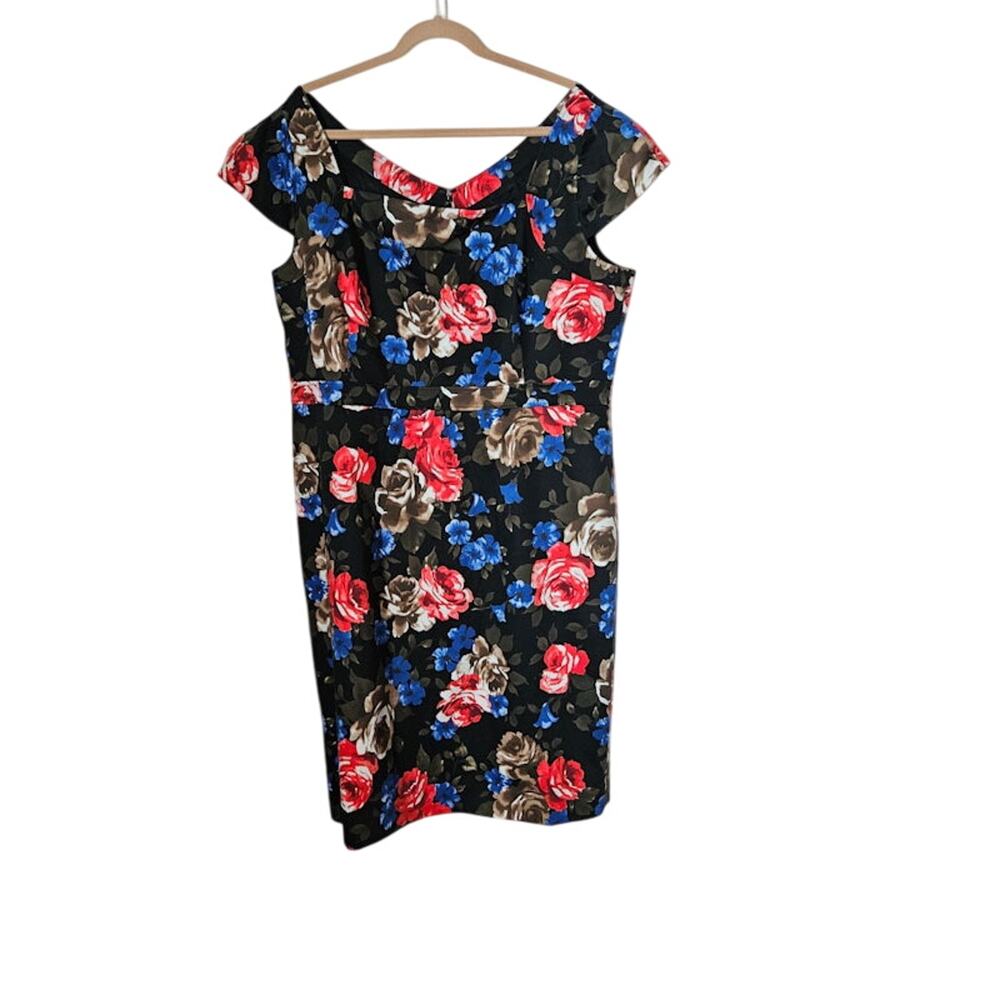 J. Peterman Women's Cap Sleeve Floral Sheath Dress 22 Plus Spring